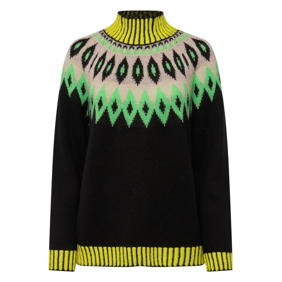 LAURASØN LAURASØN Trui geel / grijs / kiwi / zwart -