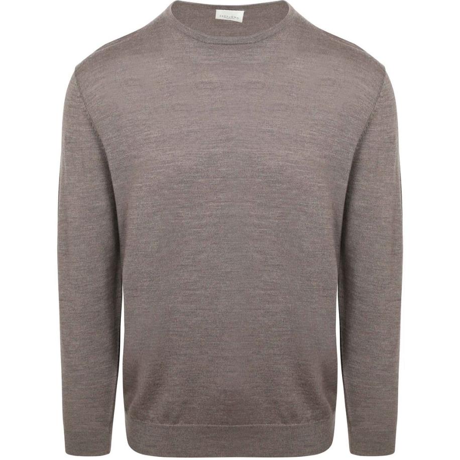 Profuomo Pullover Merinowol Taupe Bruin