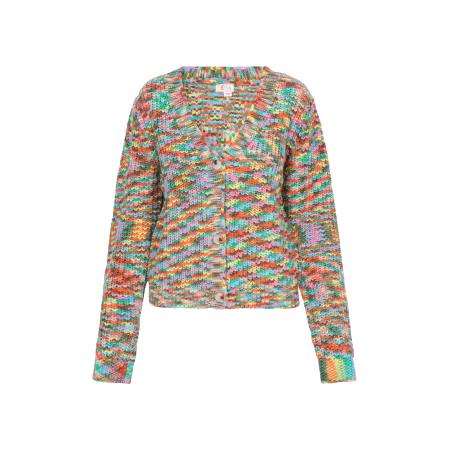 IZIA IZIA Gebreid vest hemelsblauw / limoen / kreeft / oudroze