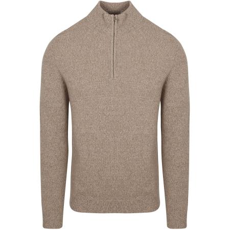 Profuomo Half Zip Pullover Wol Blend Sand