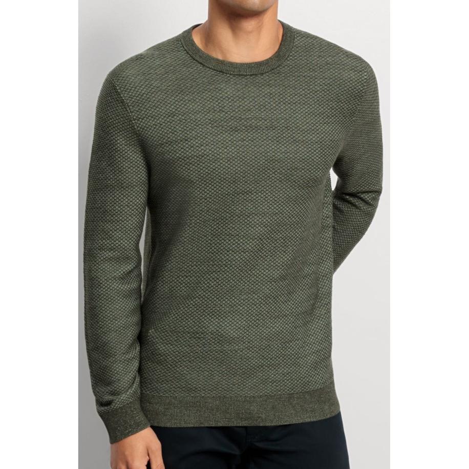 OLYMP Casual Trui ronde hals olijf, Effen Groen