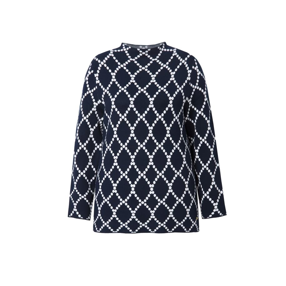 Ulla Popken Ulla Popken Trui donkerblauw / wit -