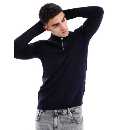 Only & Sons - Trui met 1/4 rits in marineblauw