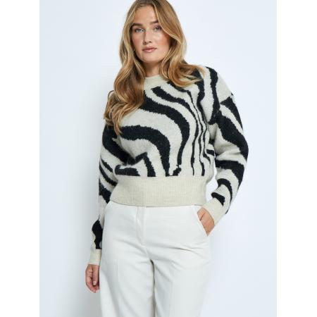 Minus minus Trui Melima ecru / zwart