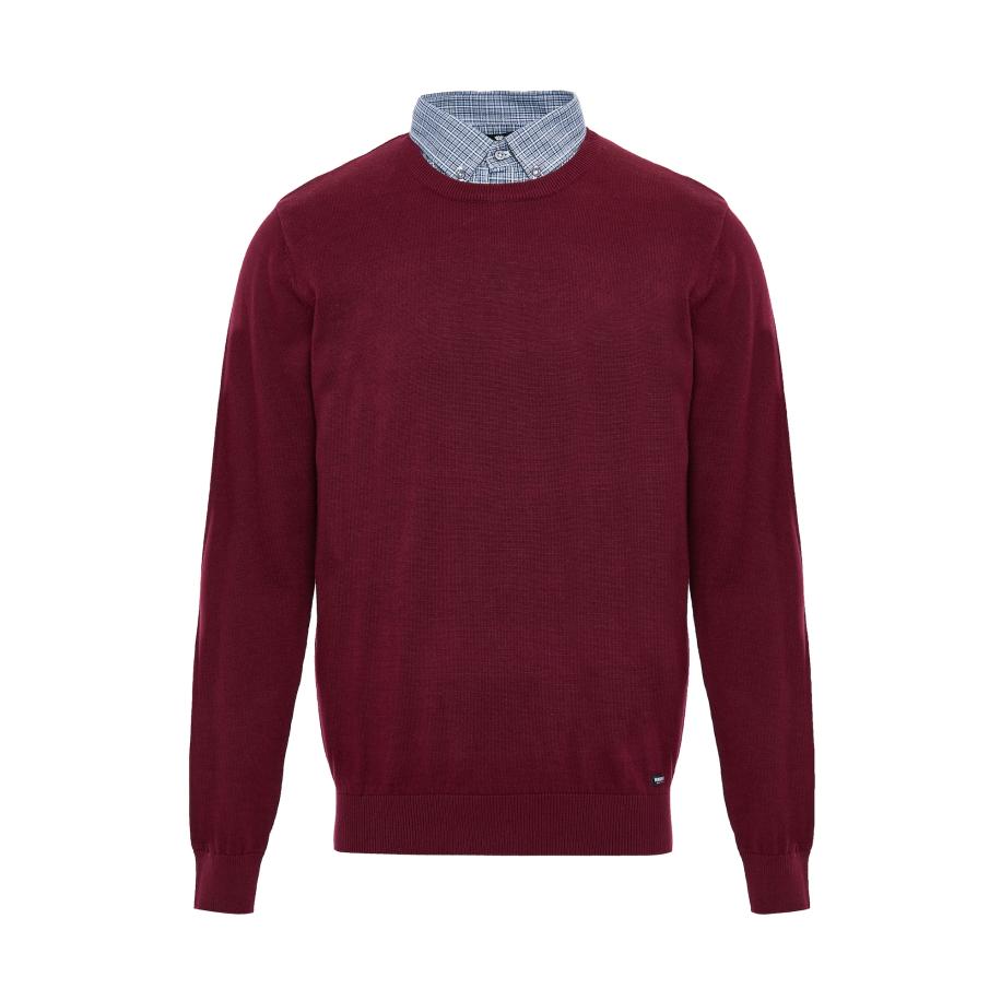 Threadbare Threadbare Trui Gibbs blauw / bourgogne / wit -