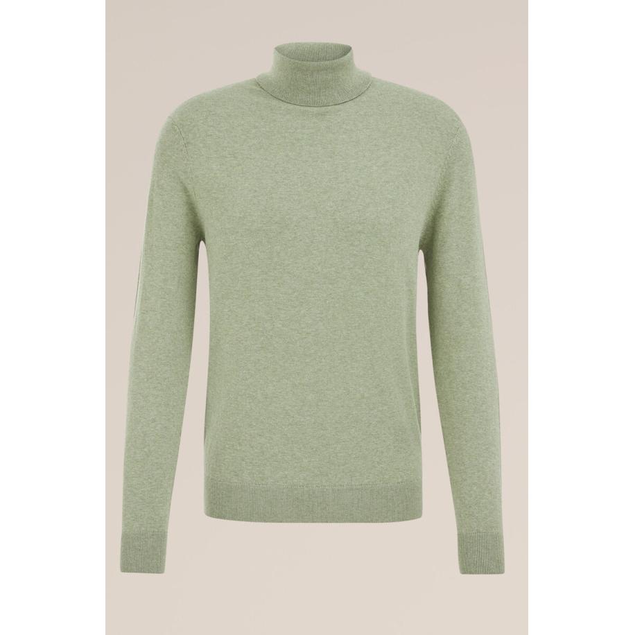 Fundamentals heren Slender fit fijngebreide coltrui - Lichtgroen - Katoen - Maat: M Groen