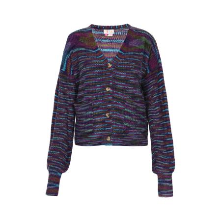 IZIA IZIA Gebreid vest marine / azuur / olijfgroen / lila