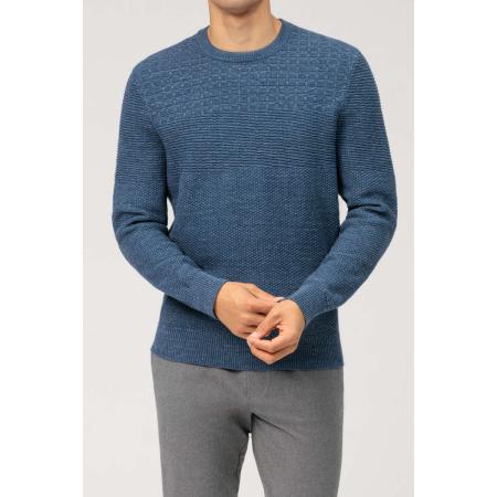 OLYMP Casual Trui ronde hals rook blauw, Effen
