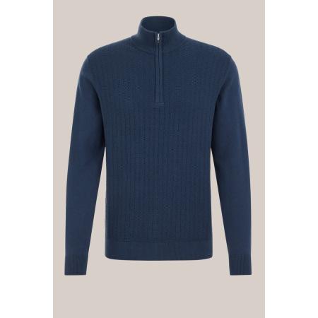 WE Fashion Heren slim fit vest met structuur - Regular fit - Blauw - Katoen - Maat: XXXL