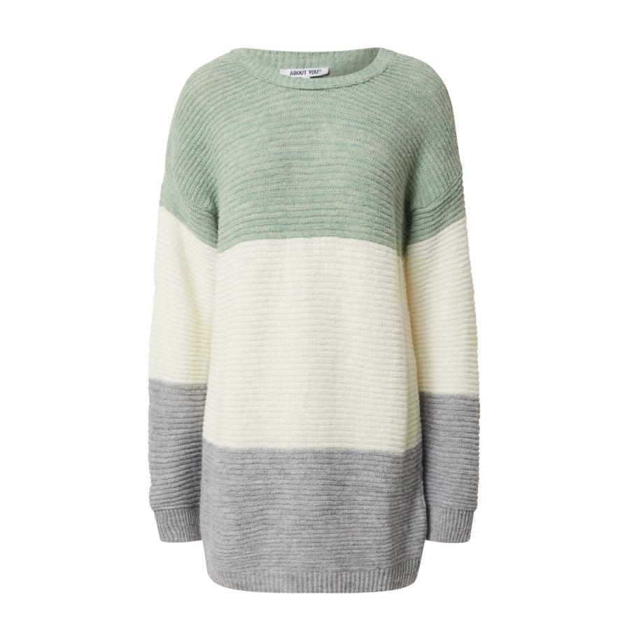 ABOUT YOU ABOUT YOU Trui Larissa grijs gemêleerd / mintgroen / wit -