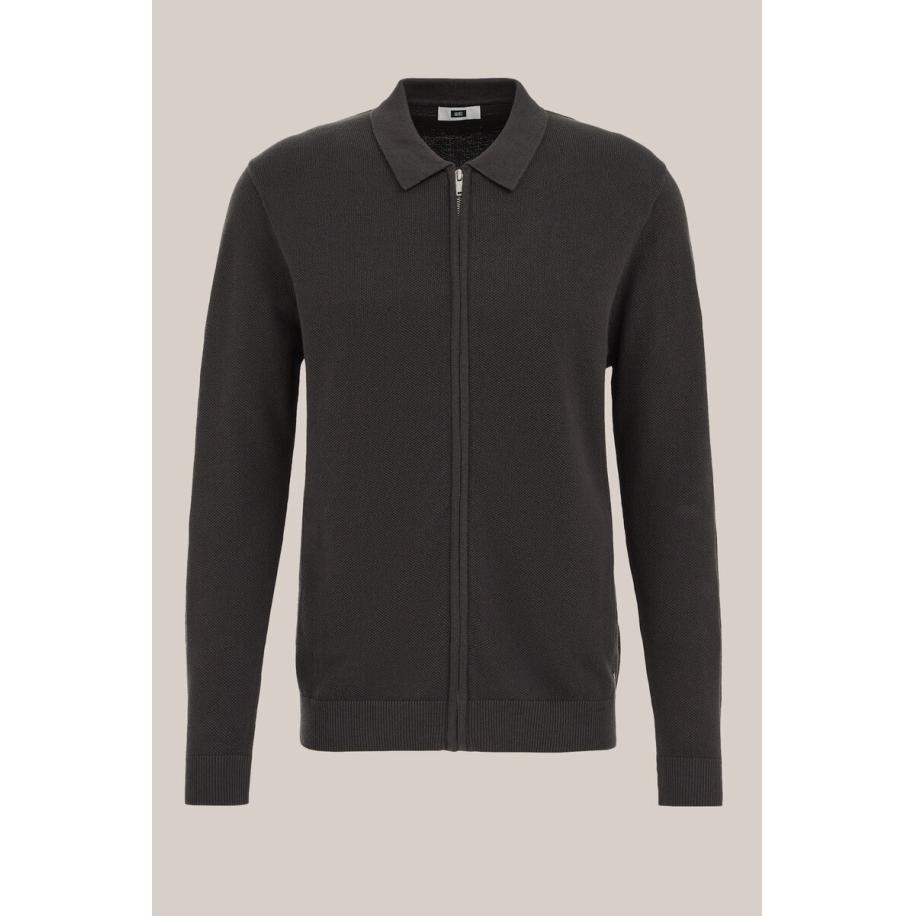 WE Fashion Heren regular fit vest met structuur - Regular fit - Donkergroen - Katoen - Maat: XS Groen