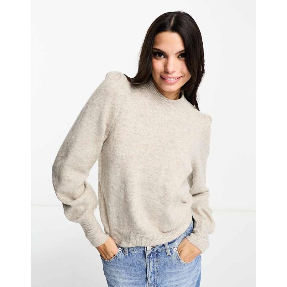 JDY Trui met pofmouwen in stone-Grijs Grijs