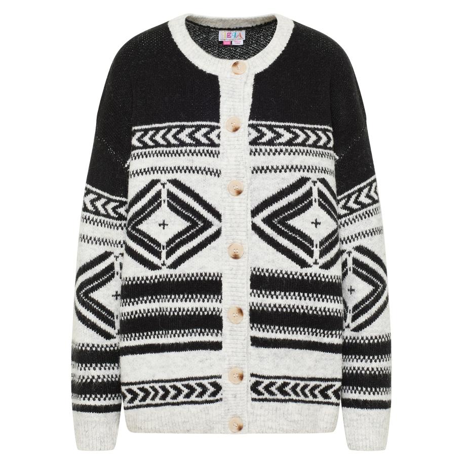 IZIA IZIA Gebreid vest zwart / wit -