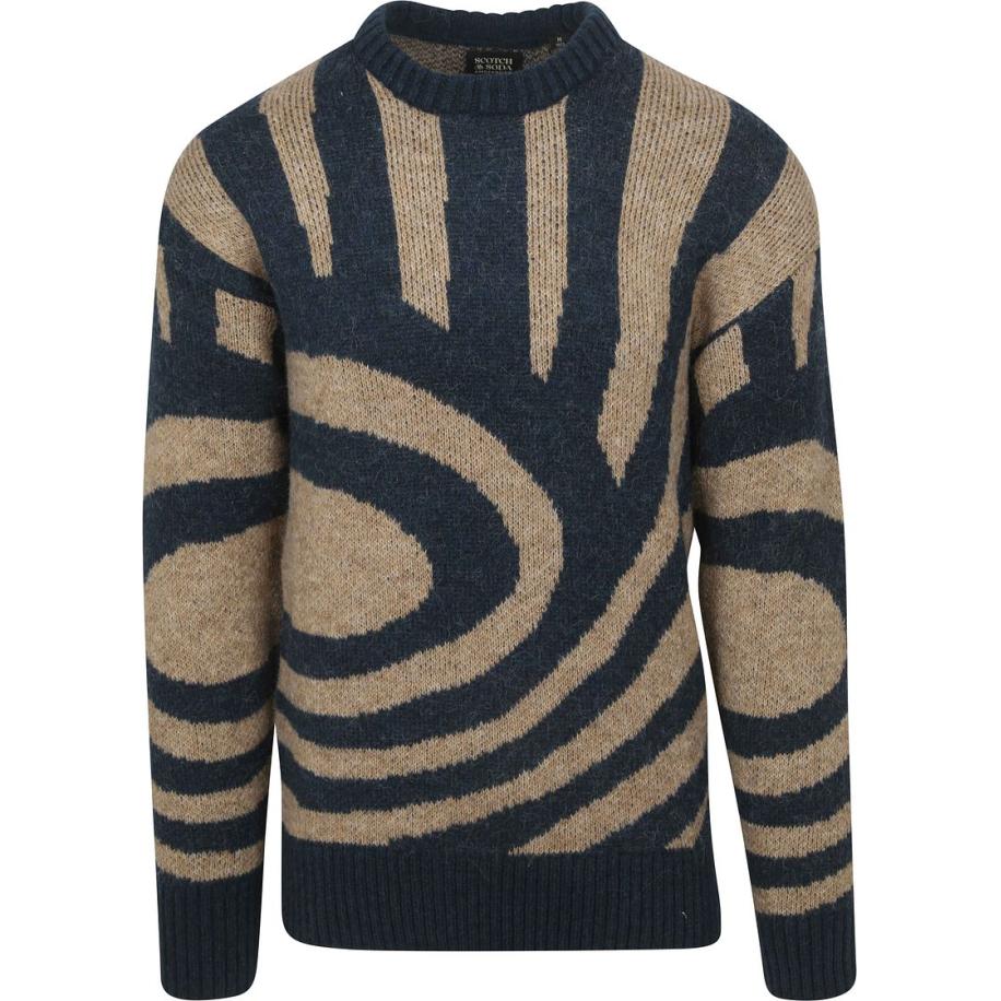 Scotch and Soda Sweater Waves Navy Blauw