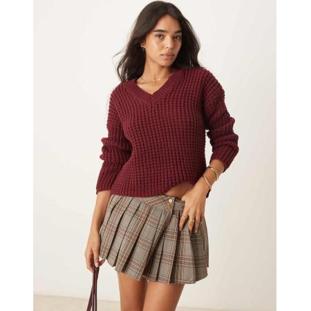 New Look Trui met V-hals in bordeauxrood