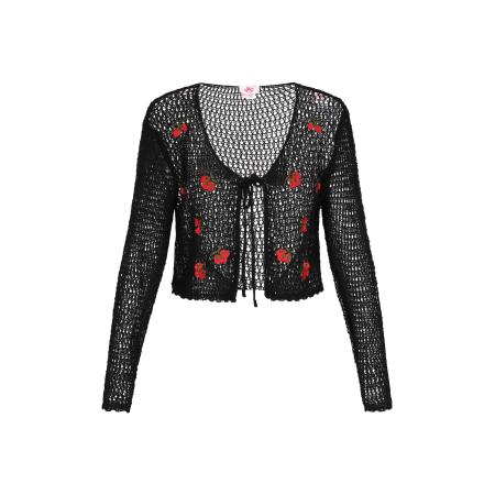 MYMO MYMO Gebreid vest Comfy olijfgroen / rood / zwart