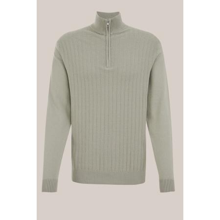WE Fashion Heren regular fit sweater met rits - Regular fit - Lichtgroen - Katoen - Maat: XS