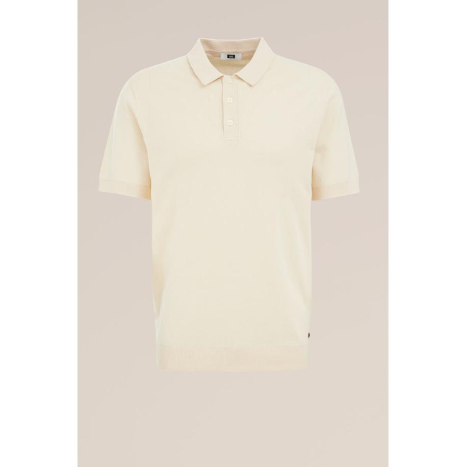 WE Fashion Heren Regular fit polo fijngebreid - Regular fit - Beige - Katoen - Maat: XS Bruin