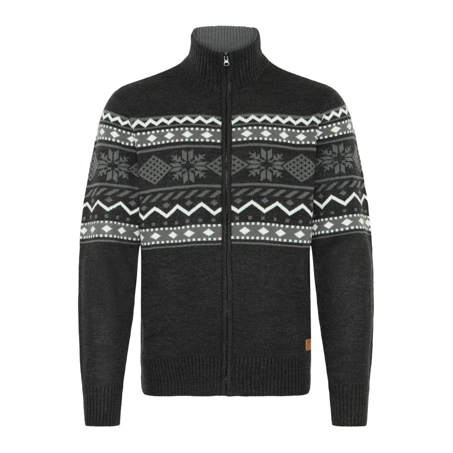 BLEND Gebreid vest Nova grijs / zwart / wit Zwart