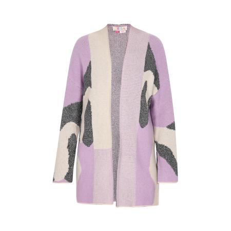 IZIA IZIA Gebreid vest beige / lavendel / zwart