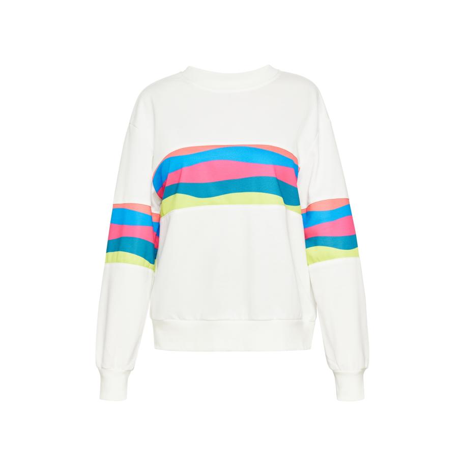 Swirly swirly Sweatshirt hemelsblauw / geel / pink / wit -