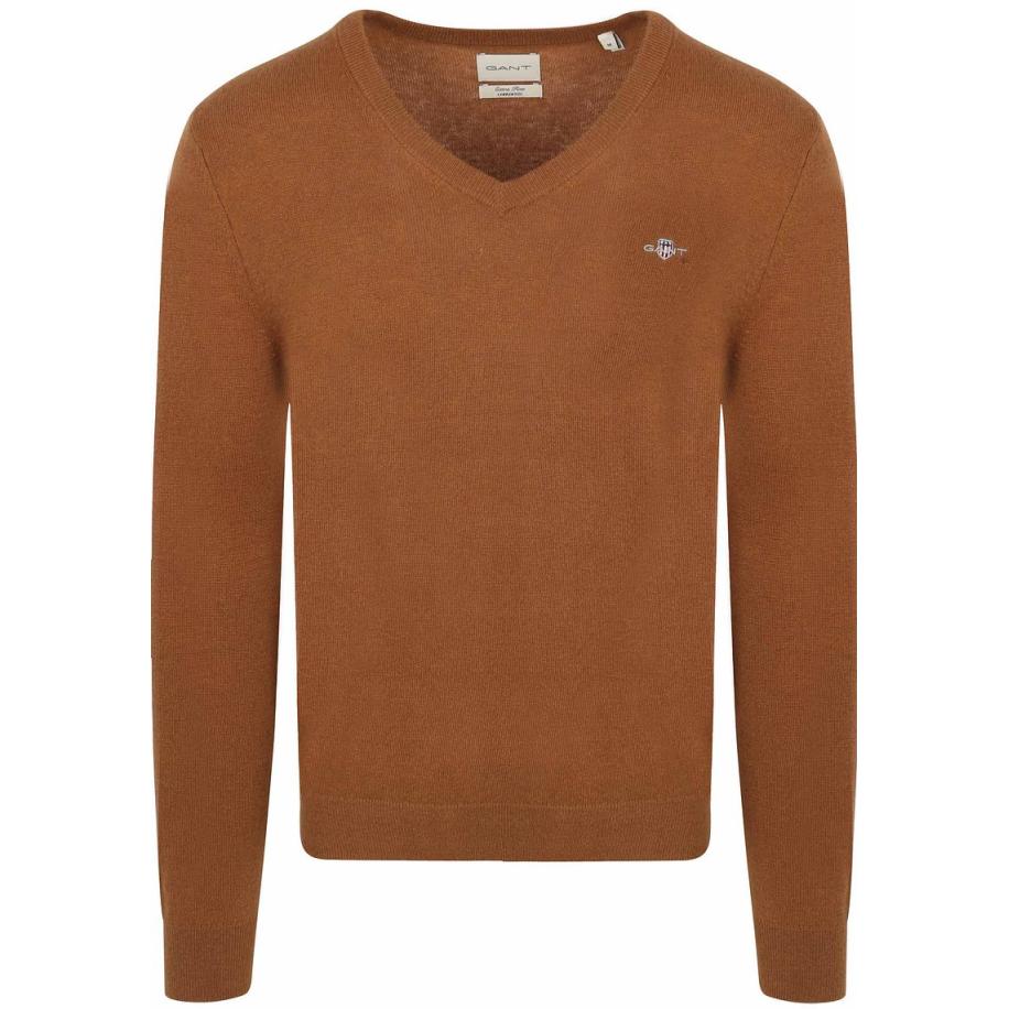 Gant Pullover V-Hals Woolblend Camel Bruin