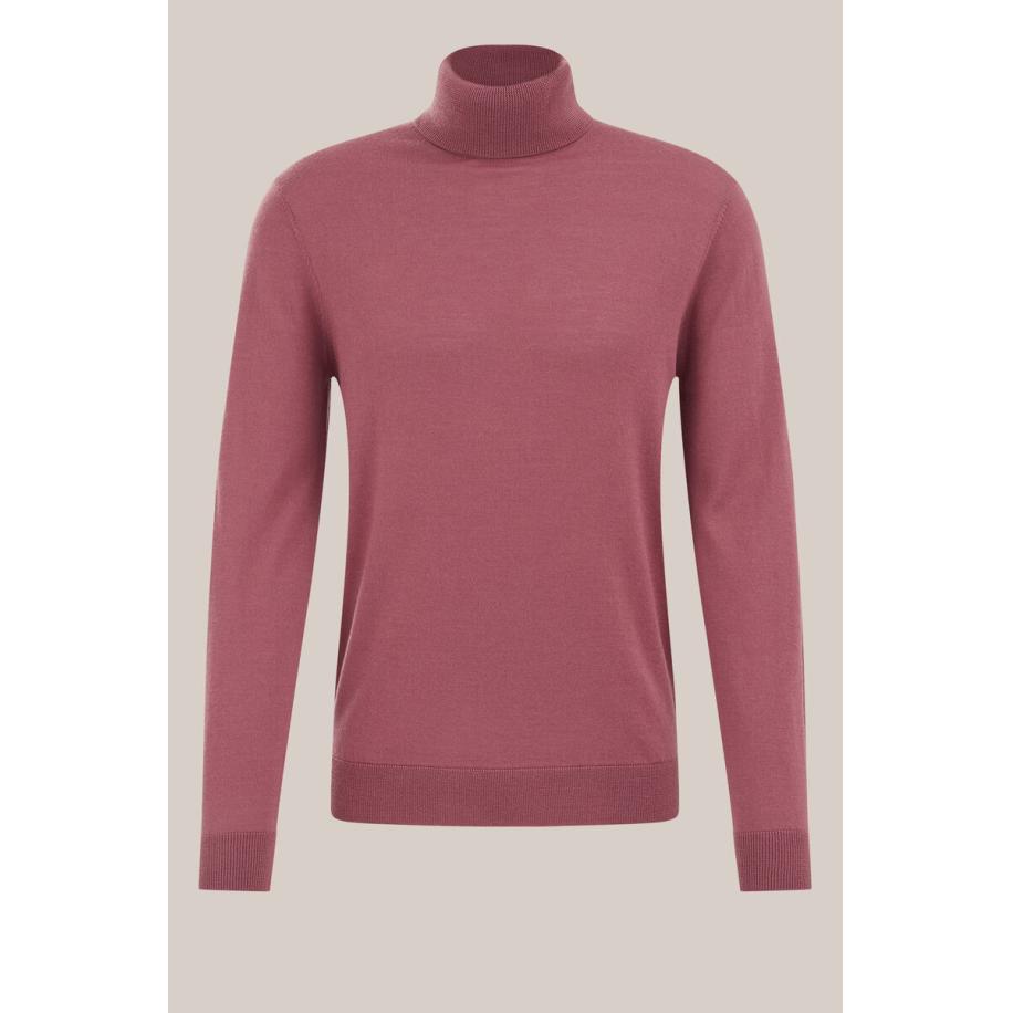 Fundamentals heren Slim fit coltrui van merinowol - Slim Fit - Koraalroze - Merino wol - Maat: XS Roze