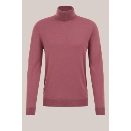 Fundamentals heren Slim fit coltrui van merinowol - Slim Fit - Koraalroze - Merino wol - Maat: L