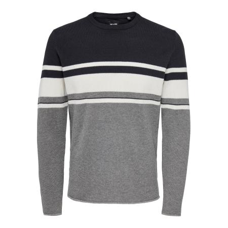 Only & Sons Trui Niguel nachtblauw / grijs / wit