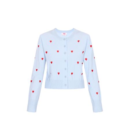 MYMO MYMO Gebreid vest lichtblauw / rood