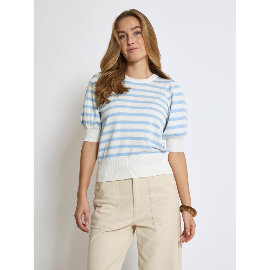 Minus minus Top lichtblauw / wit -