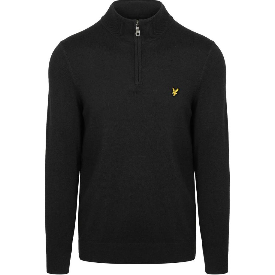 Lyle & Scott Half Zip Pullover Merinowol Zwart Zwart