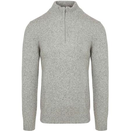 Profuomo Half Zip Pullover Lamswol Melange Grijs