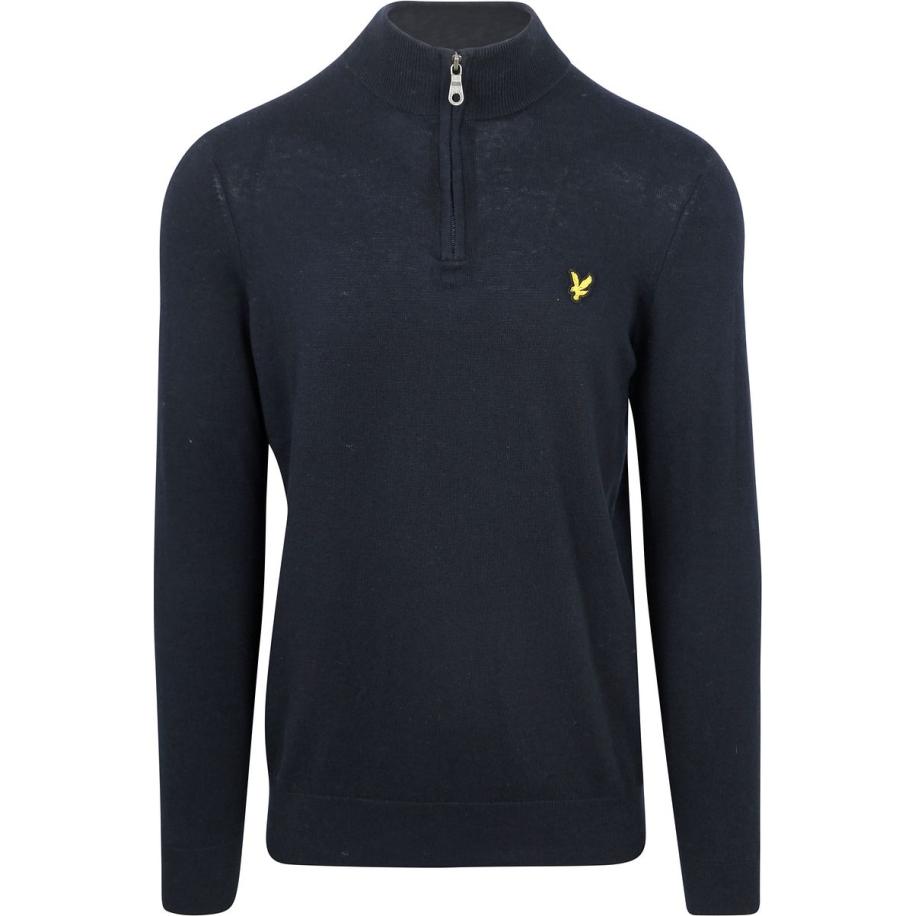 Lyle & Scott Half Zip Pullover Merinowol Navy Blauw