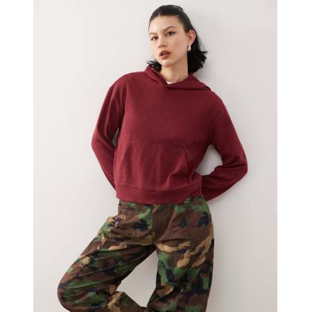 Reclaimed Vintage Hoodie van wafelstof in bordeauxrood met wassing