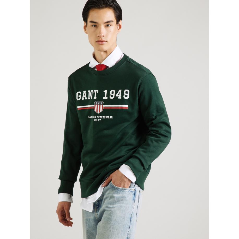 Gant GANT Sweatshirt grijs / smaragd / donkerrood / wit -