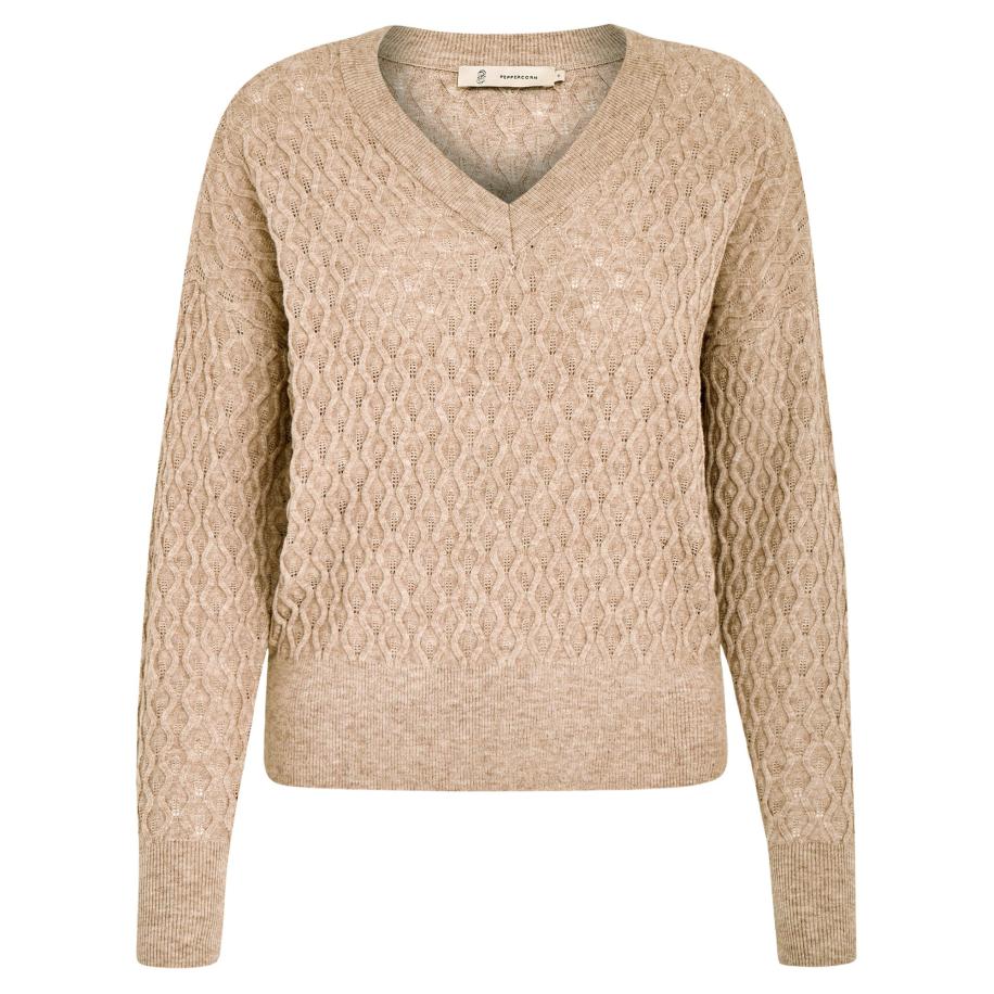 Peppercorn Trui Rosalia donkerbeige Bruin