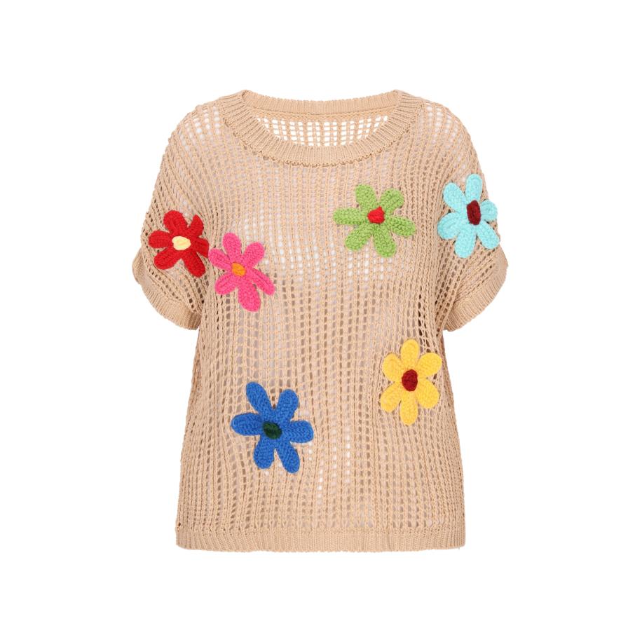 Gaya Gaya Trui Fashion Look sand / lichtblauw / lichtroze / rood -