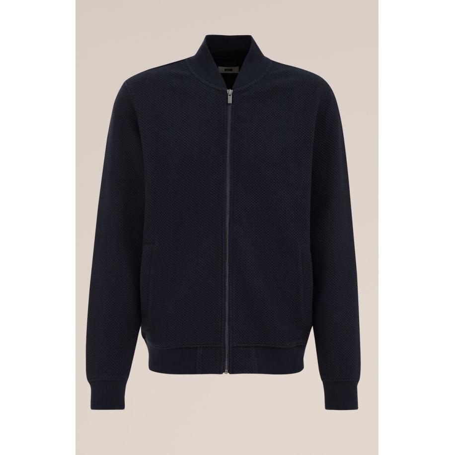 WE Fashion Heren Regular fit bombervest met structuur - Regular fit - Donkerblauw - Katoen - Maat: XS Blauw