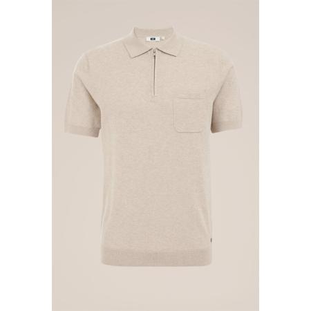WE Fashion Heren regular fit fijngebreide polo - Regular fit - Beige - Katoen - Maat: XS