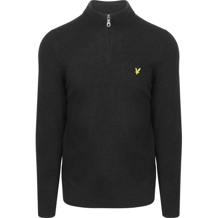 Lyle & Scott Half Zip Pullover Lamswol Zwart Zwart