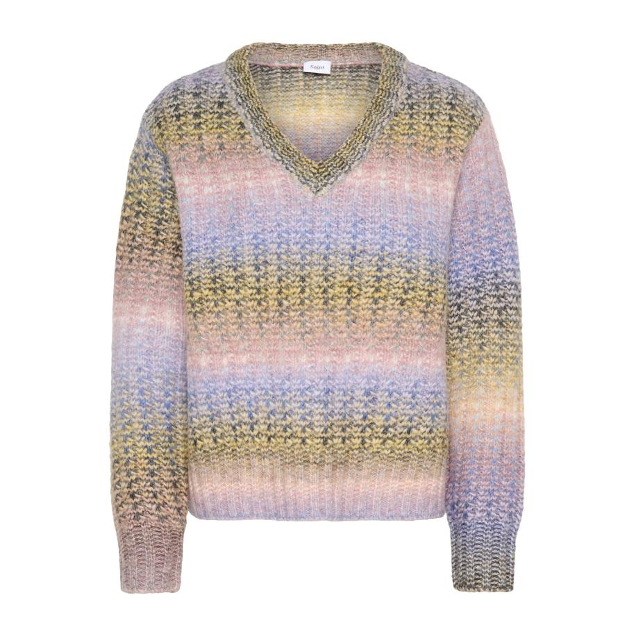 SAINT TROPEZ Trui lichtblauw / bruin / geel / rosa Multicolor