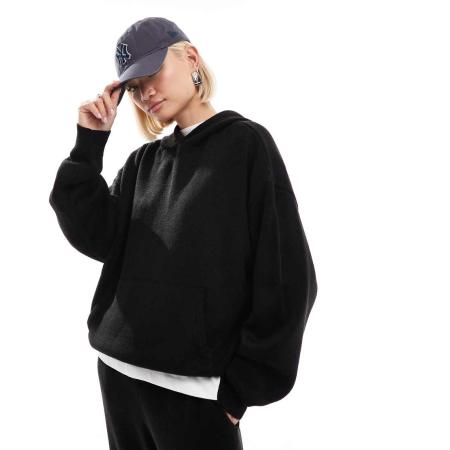 COLLUSION Oversized gebreide hoodie in zwart, deel van co-ord set