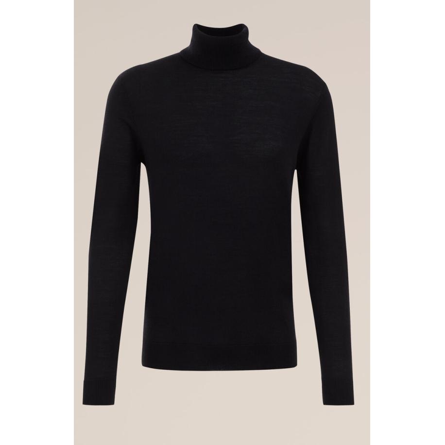 Fundamentals heren Slim fit coltrui van merinowol - Slim Fit - Zwart - Merino wol - Maat: S Zwart