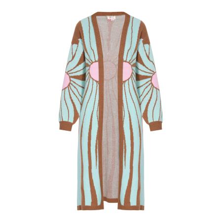 IZIA IZIA Gebreid vest turquoise / bruin / pink