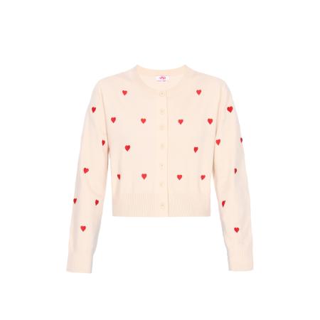 MYMO MYMO Gebreid vest rood / natuurwit