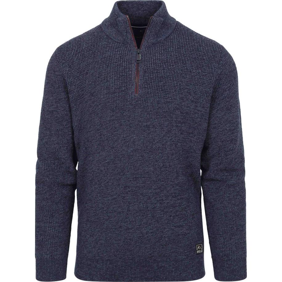 Casa Moda Half Zip Trui Blauw Blauw