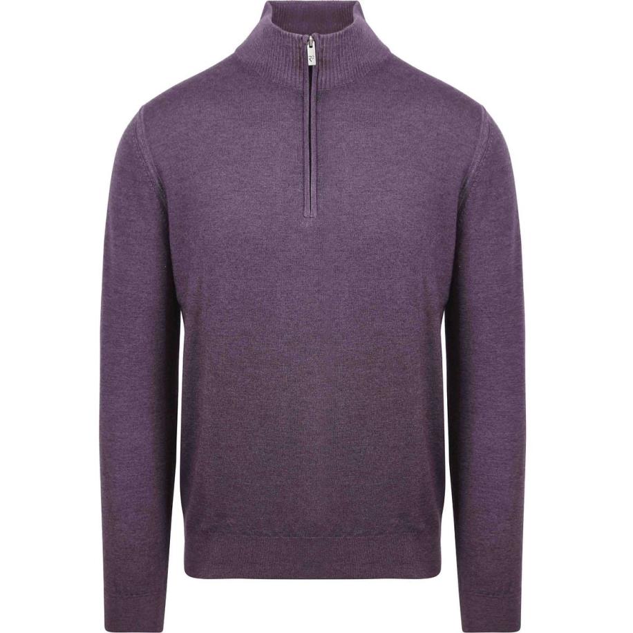 R2 Half Zip Trui Merino Wol Paars Paars