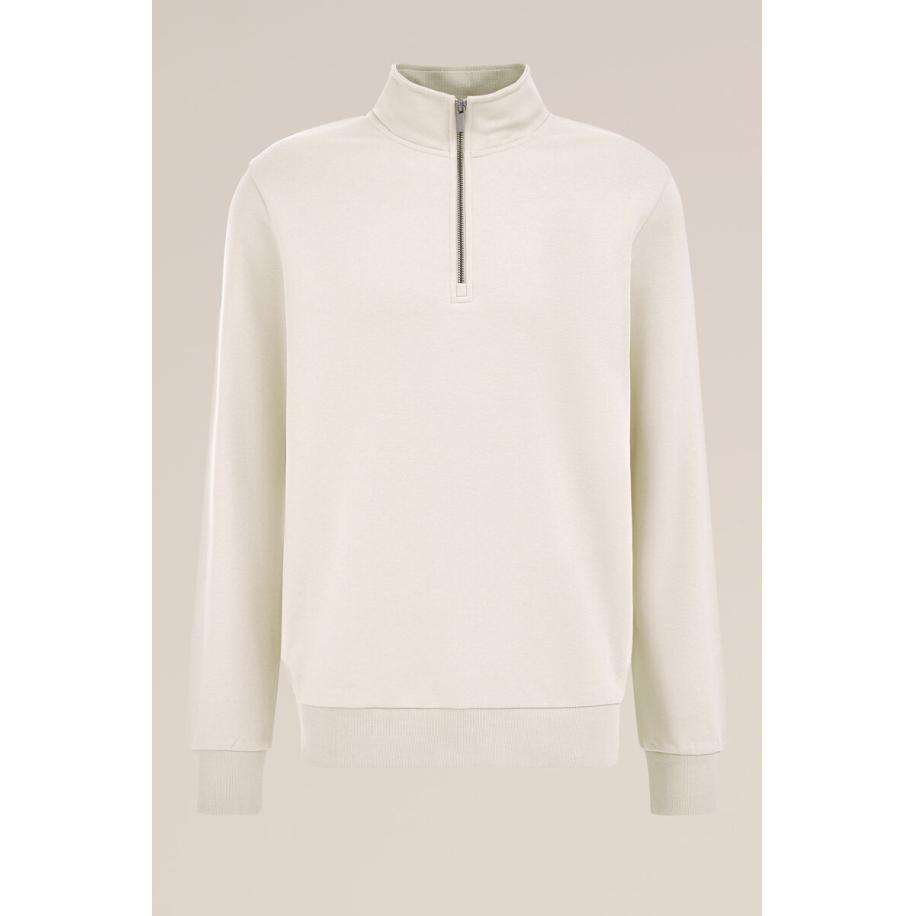 WE Fashion Heren sweater met rits - Regular fit - Greige - Katoen - Maat: S Grijs