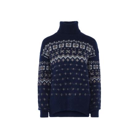 Jalene Trui marine / brokaat / lichtgrijs